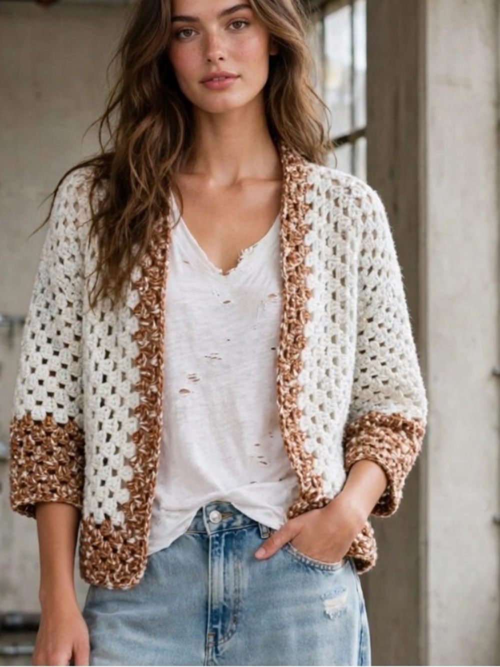 3 for $25 Hand knit crochet cardigan